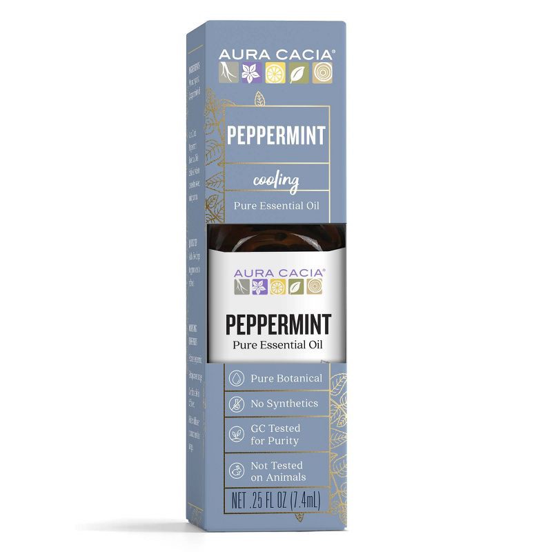 slide 1 of 8, Peppermint Essential Oil Single - Aura Cacia: Pure Aromatherapy, No Animal Testing, 0.25oz, 0.25 oz