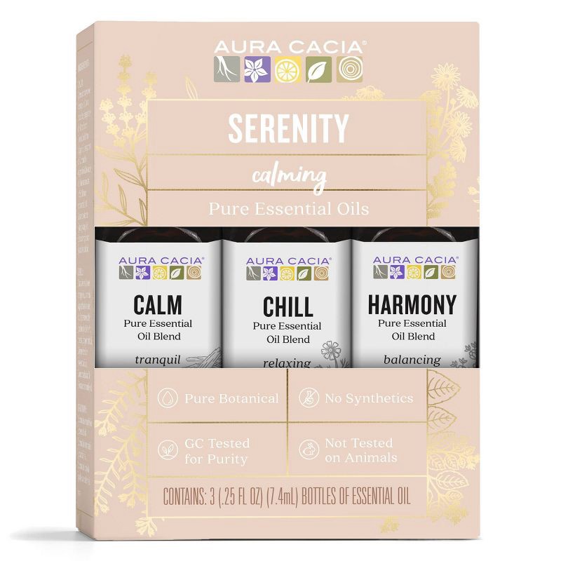 slide 1 of 16, 3pk Serenity Multi Essential Oil Set - Aura Cacia: Aromatherapy, Diffuser Compatible, with Orange & Lemon Scents, 3 ct