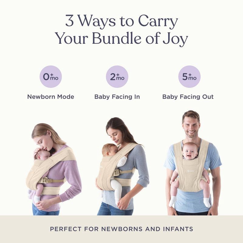 slide 6 of 8, Ergobaby Embrace Cozy Knit Newborn Carrier - Cream, 1 ct