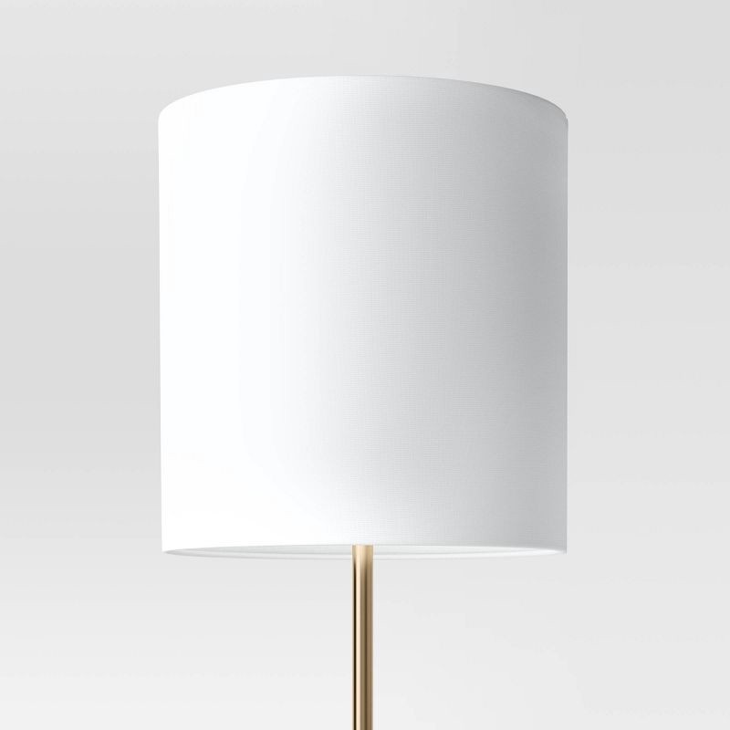 slide 4 of 4, 67.75"x17" Modern Floor Lamp with Table Brass - Threshold™: ETL Listed, Polyester Shade, Metal Body, 1 ct