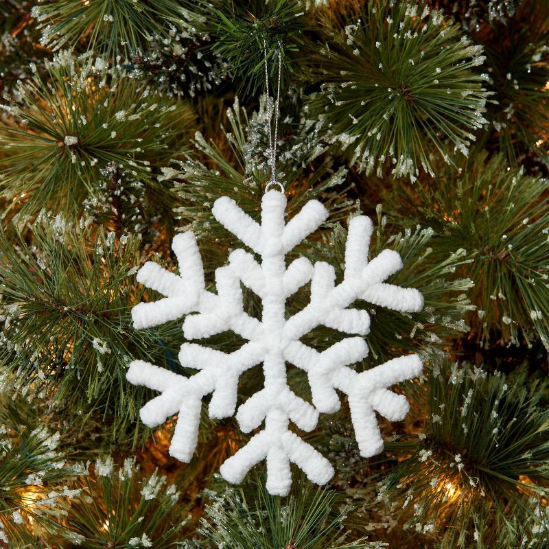 slide 2 of 3, Yarn-Wrapped Snowflake Christmas Tree Ornament White - Wondershop™, 1 ct