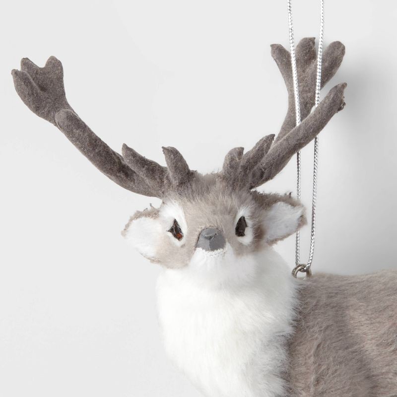 slide 3 of 3, Faux Fur Reindeer Christmas Tree Ornament Gray - Wondershop™, 1 ct