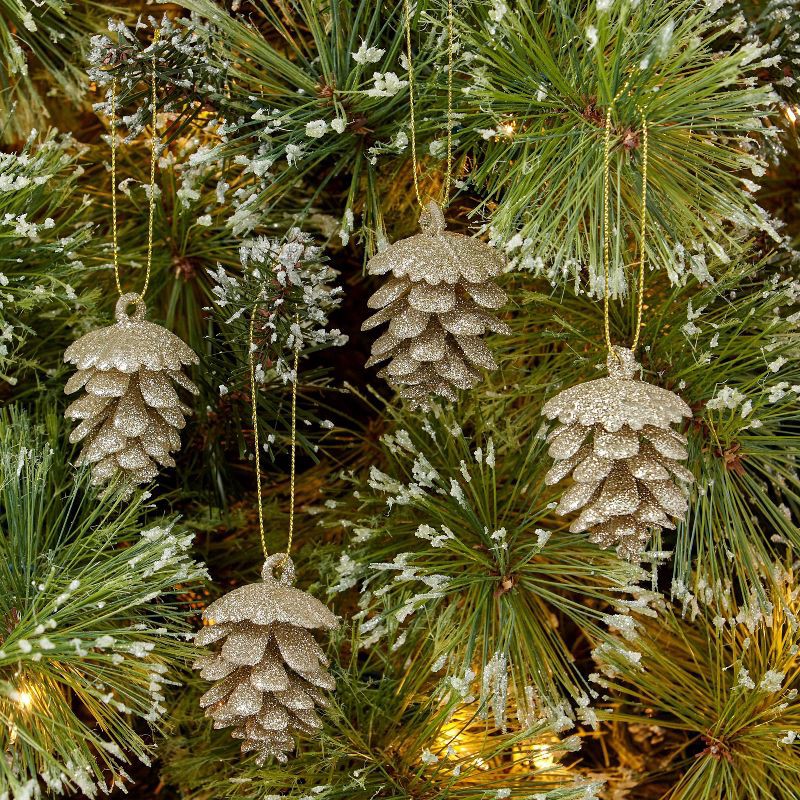 slide 2 of 3, 8ct Glittered Pinecone Christmas Tree Ornament Set Gold - Wondershop™, 8 ct