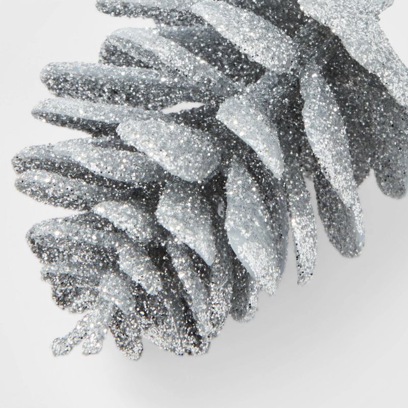 slide 3 of 3, 8ct Glittered Pinecone Christmas Tree Ornament Set Silver - Wondershop™, 8 ct