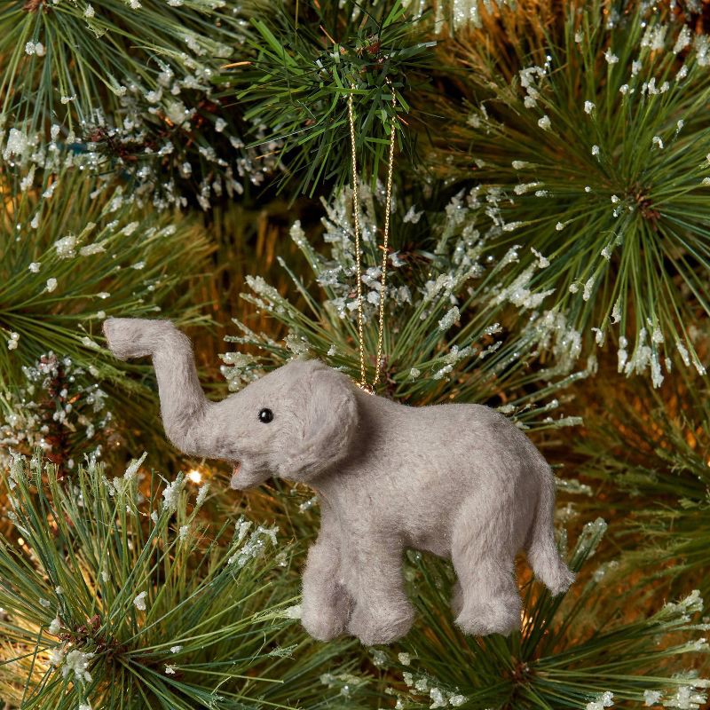 slide 2 of 3, Faux Fur Elephant Christmas Tree Ornament Gray - Wondershop™, 1 ct