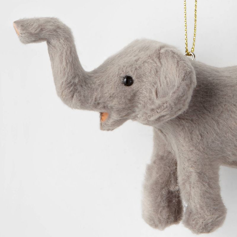 slide 3 of 3, Faux Fur Elephant Christmas Tree Ornament Gray - Wondershop™, 1 ct