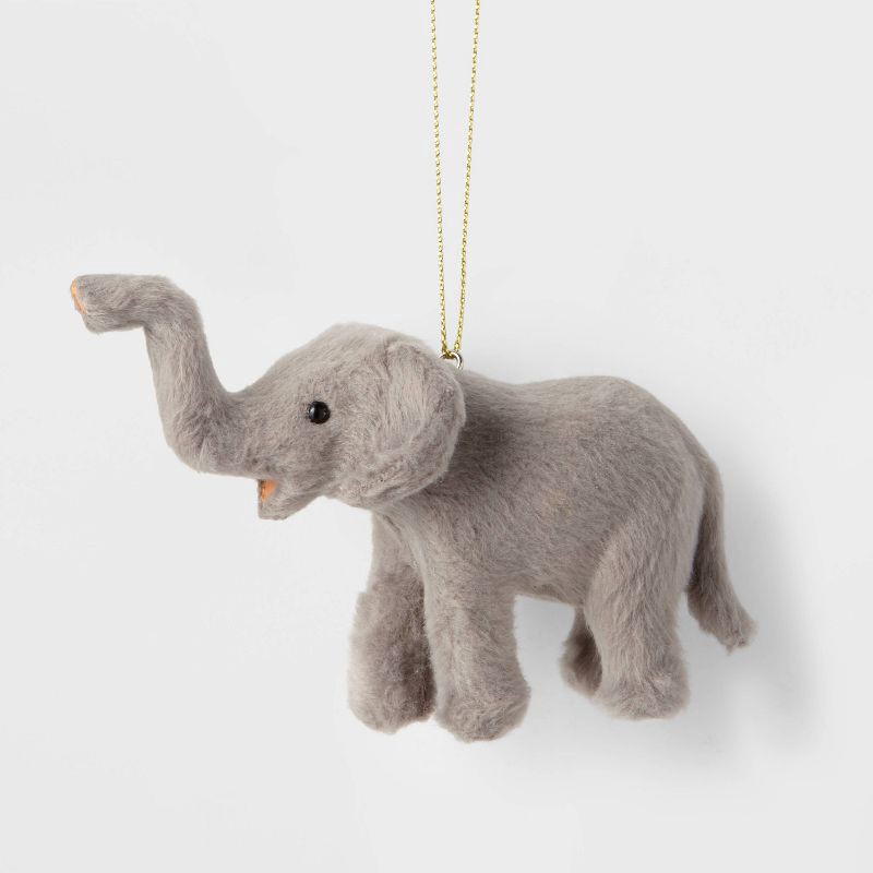 slide 1 of 3, Faux Fur Elephant Christmas Tree Ornament Gray - Wondershop™, 1 ct