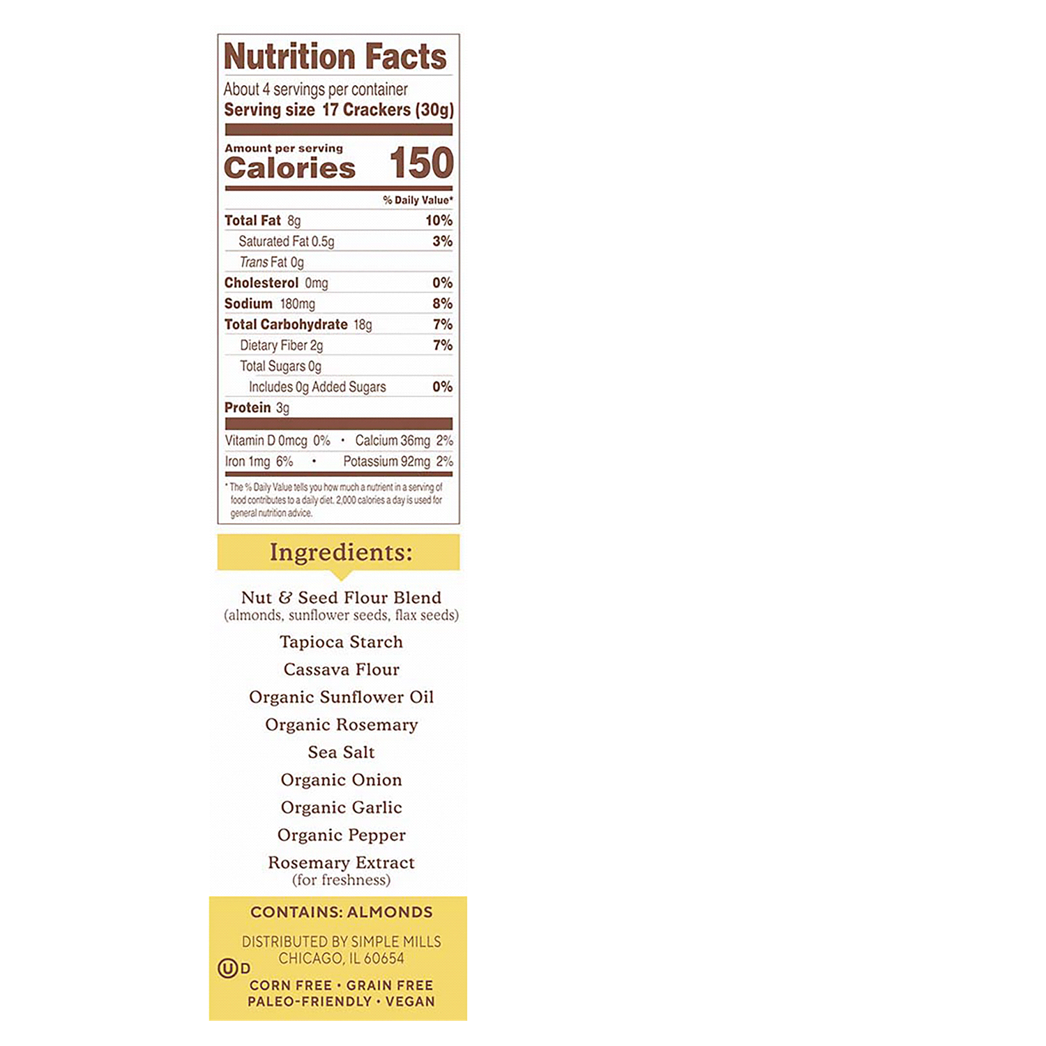 slide 2 of 3, Simple Mills Almond Flour Rosemary & Sea Salt Crackers 4.25 oz, 4.25 oz