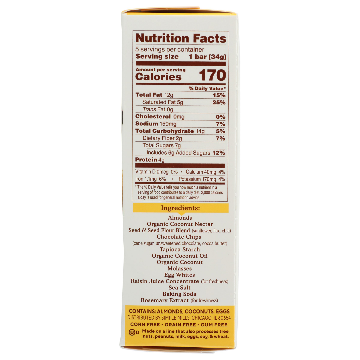 slide 3 of 4, Simple Mills Soft Baked Almond Flour Dark Chocolate Almond Bars 5 - 1.19 oz Bars, 5.99 oz