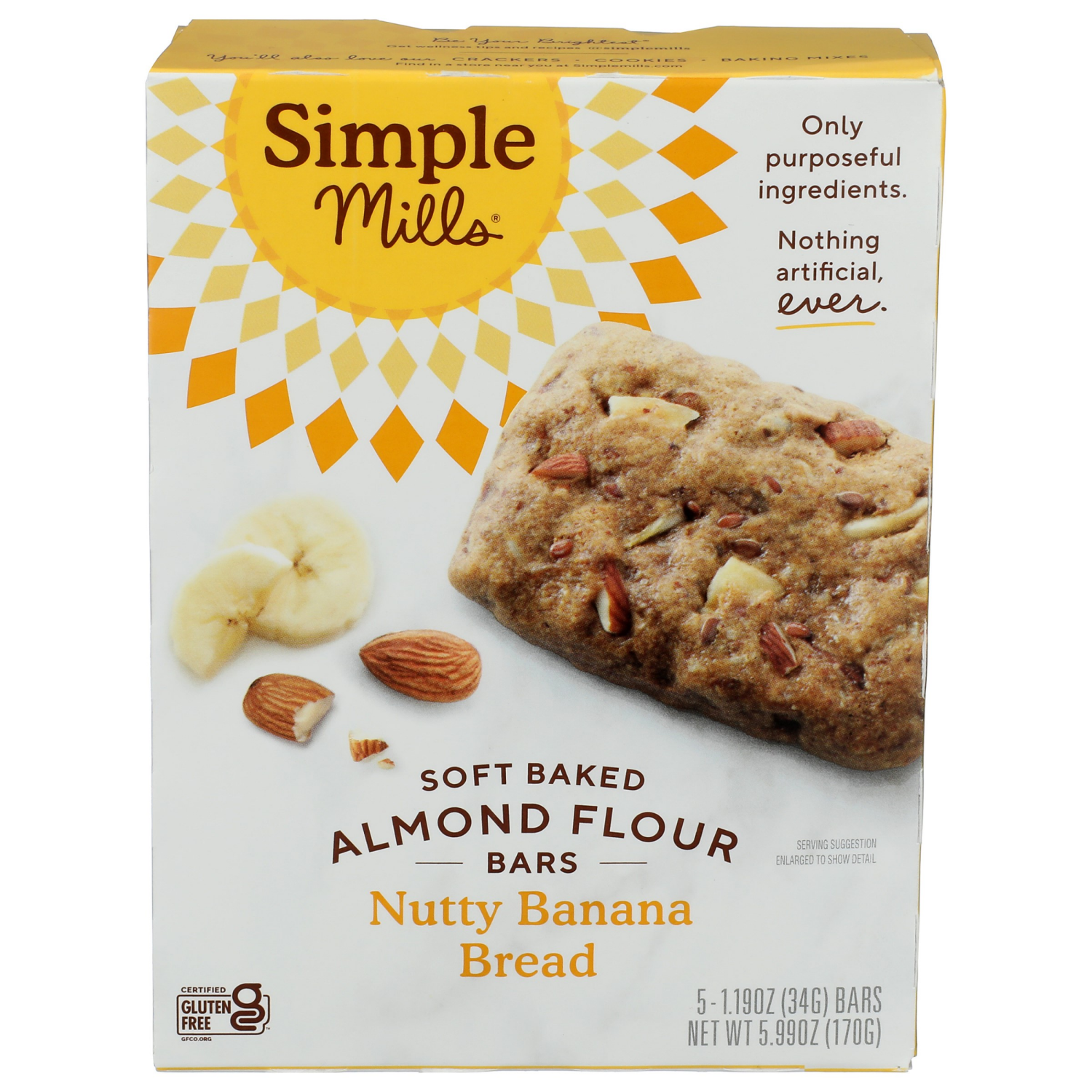 slide 2 of 4, Simple Mills Soft Baked Almond Flour Nutty Banana Bread Bars 5 - 1.19 oz Bars, 5 ct