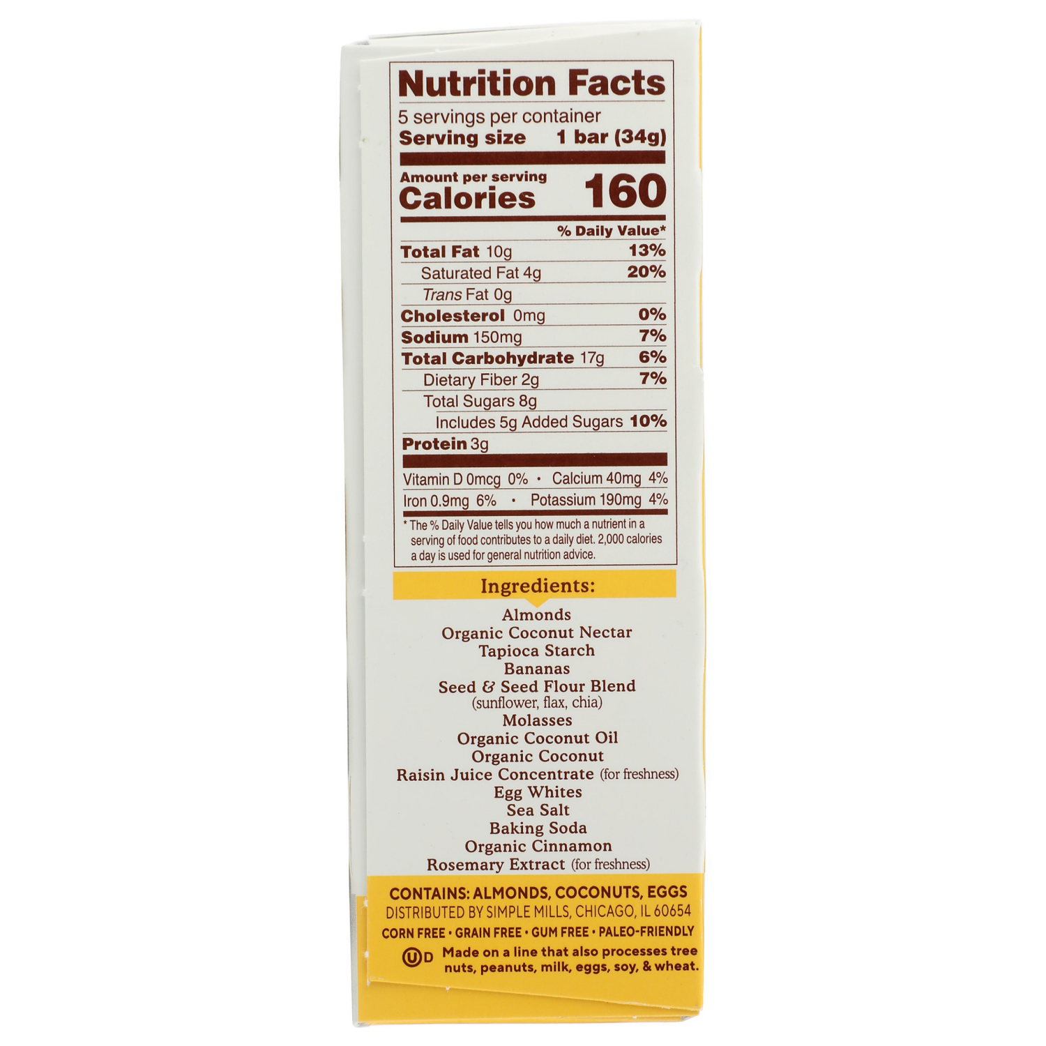 slide 3 of 4, Simple Mills Soft Baked Almond Flour Nutty Banana Bread Bars 5 - 1.19 oz Bars, 5 ct