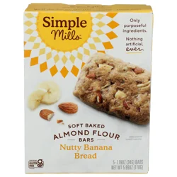 Simple Mills Soft Baked Almond Flour Nutty Banana Bread Bars 5 - 1.19 oz Bars