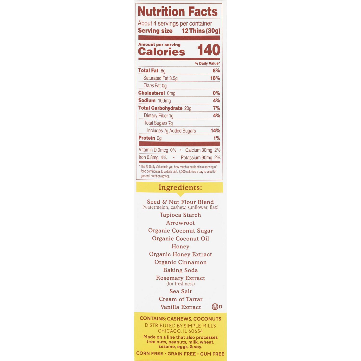 slide 4 of 4, Simple Mills Seed & Nut Flour Honey Cinnamon Sweet Thins - 4.25 oz, 4.25 oz
