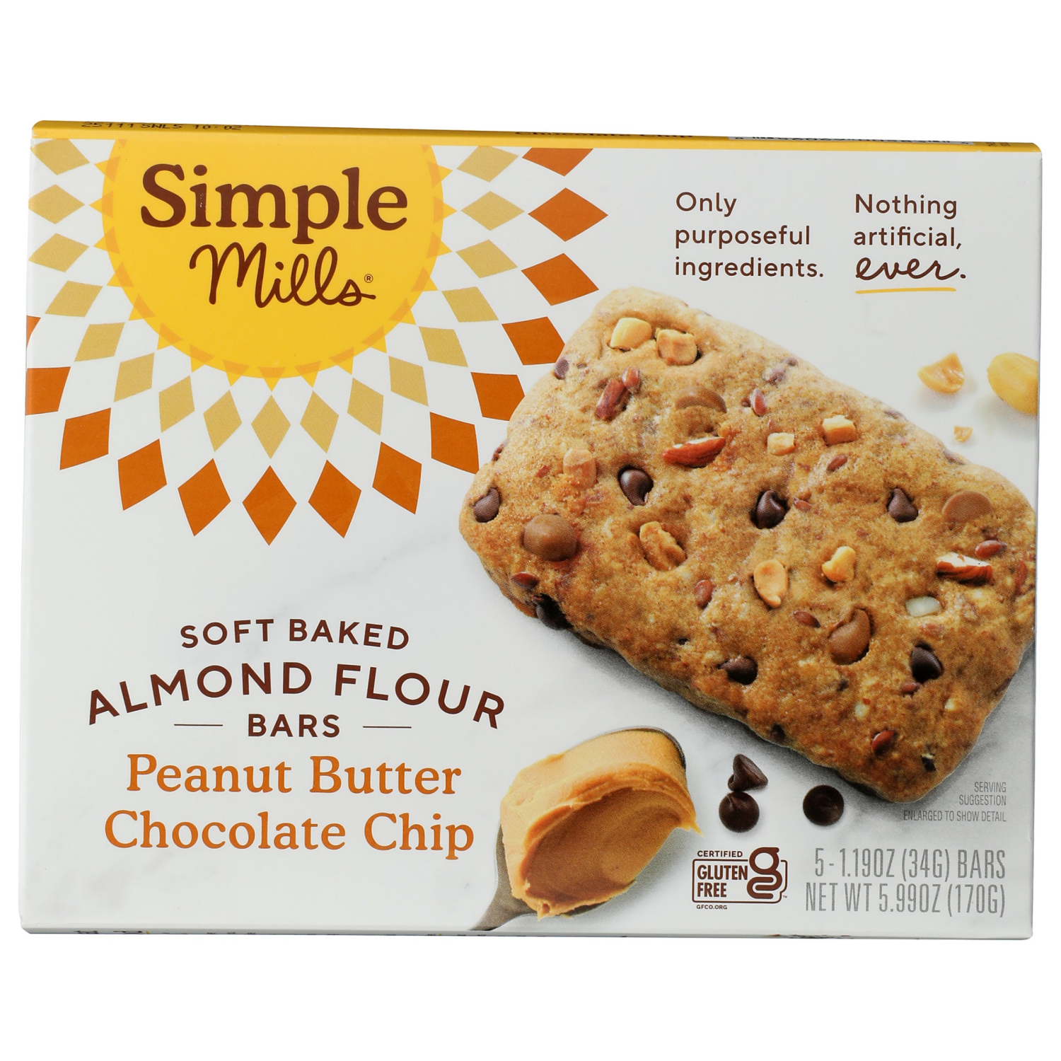 slide 2 of 4, Simple Mills Soft Baked Almond Flour Peanut Butter Chocolate Chip Bars Bars - 5.99 oz, 5.99 oz