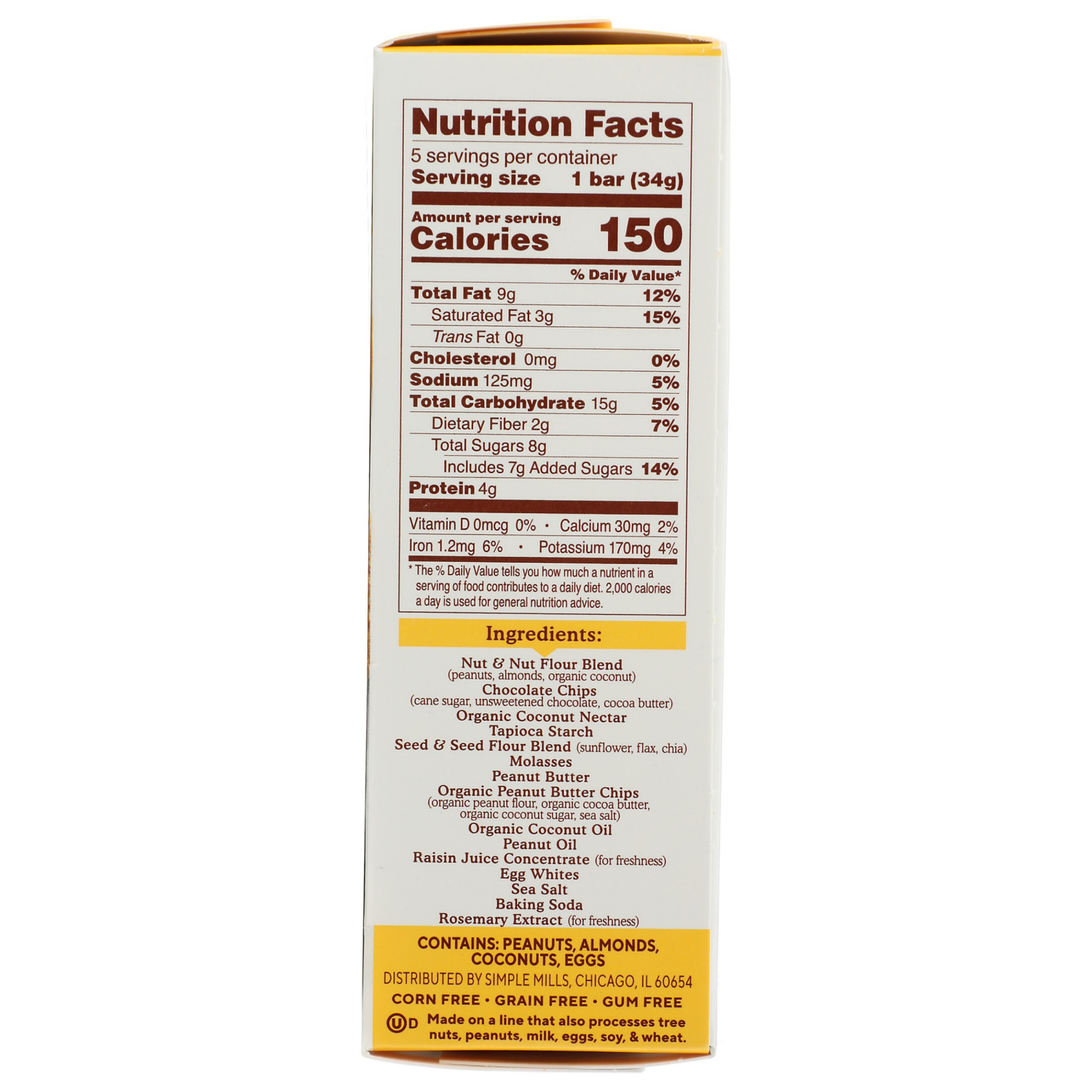 slide 3 of 4, Simple Mills Soft Baked Almond Flour Peanut Butter Chocolate Chip Bars Bars - 5.99 oz, 5.99 oz