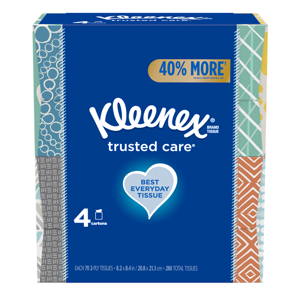 slide 1 of 1, Kleenex Trusted Care Everyday Facial Tissues Cube Box, 4 ct