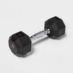 Hex Dumbbell 12lbs Black - All In Motion™: Rubber Coated, Chrome Handle, Single Piece