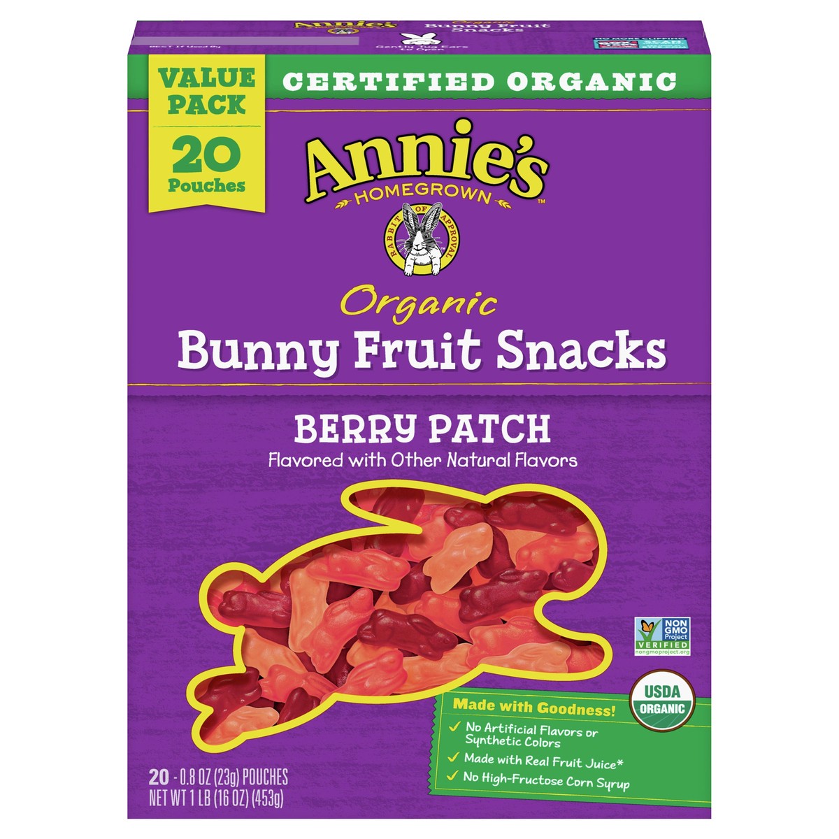 slide 1 of 3, Annie's Homegrown Berry Patch Organic Bunny Fruit Snacks, 16 oz