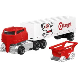 Hot Wheels 1:64 Scale Bullseye's Big Rig Toy Truck & Shopping Cart Set - 3 Piece