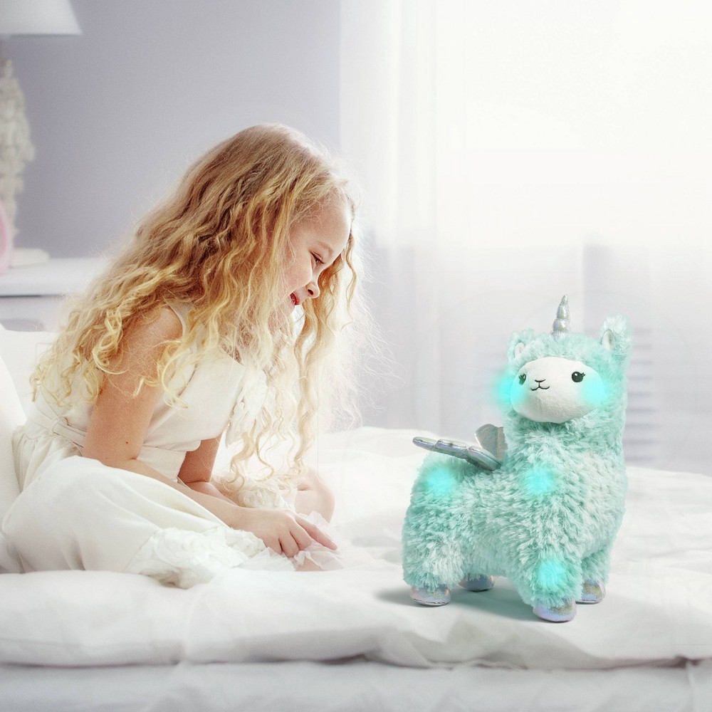 FAO Schwarz Glow Brights Toy Plush LED with Sound Blue Llamacorn 15" Stuffed Animal 1 ct | Shipt