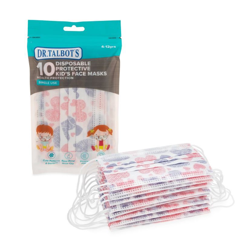 slide 2 of 4, Dr. Talbot's Disposable Kid's Face Masks - Pink - 10ct, 10 ct