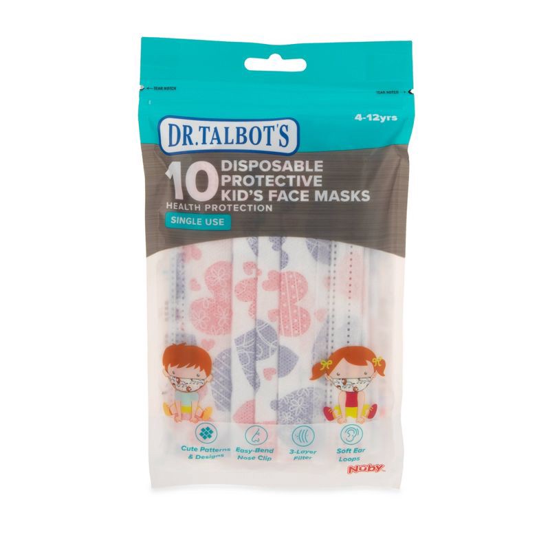 slide 1 of 4, Dr. Talbot's Disposable Kid's Face Masks - Pink - 10ct, 10 ct