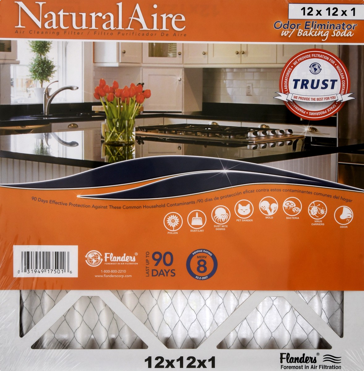 slide 1 of 11, NaturalAire 12" x 12" x 1" Air Cleaning Filter Odor Eliminator With Baking Soda, 1 ct