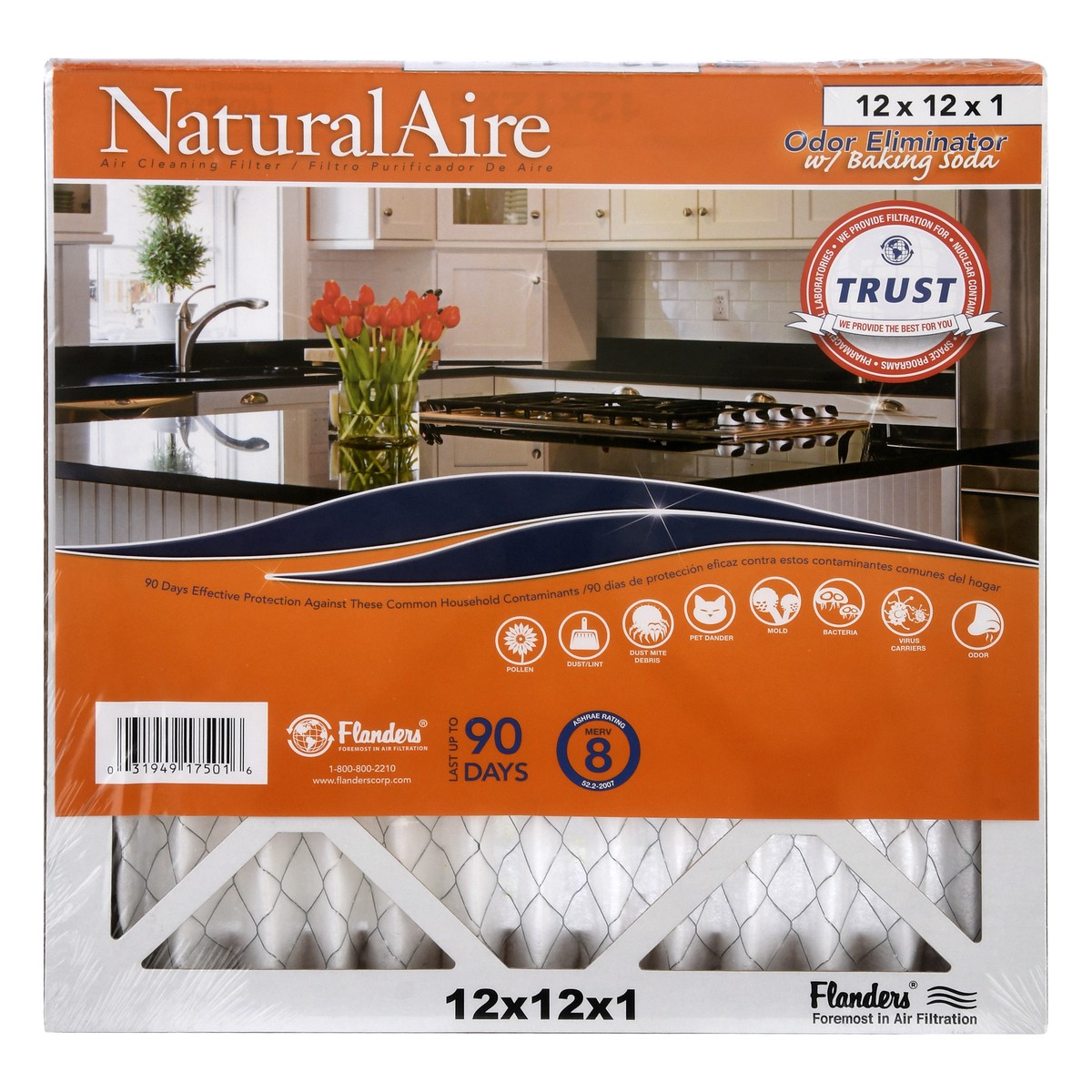 slide 11 of 11, NaturalAire 12" x 12" x 1" Air Cleaning Filter Odor Eliminator With Baking Soda, LG