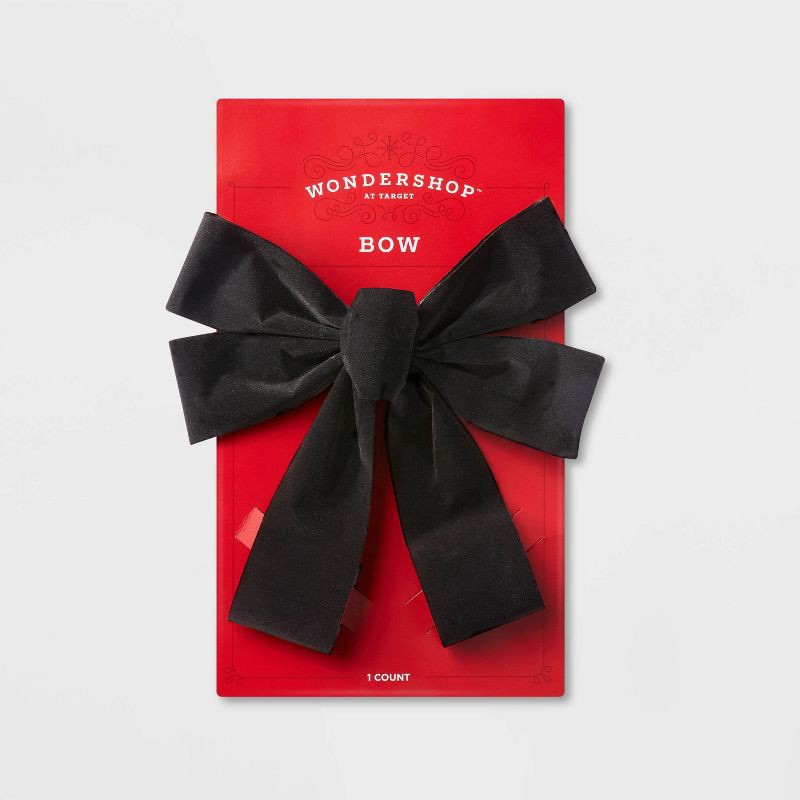 slide 3 of 3, 11" Velvet Christmas Bow Black - Wondershop™: Decorative Accessory, 1 ct
