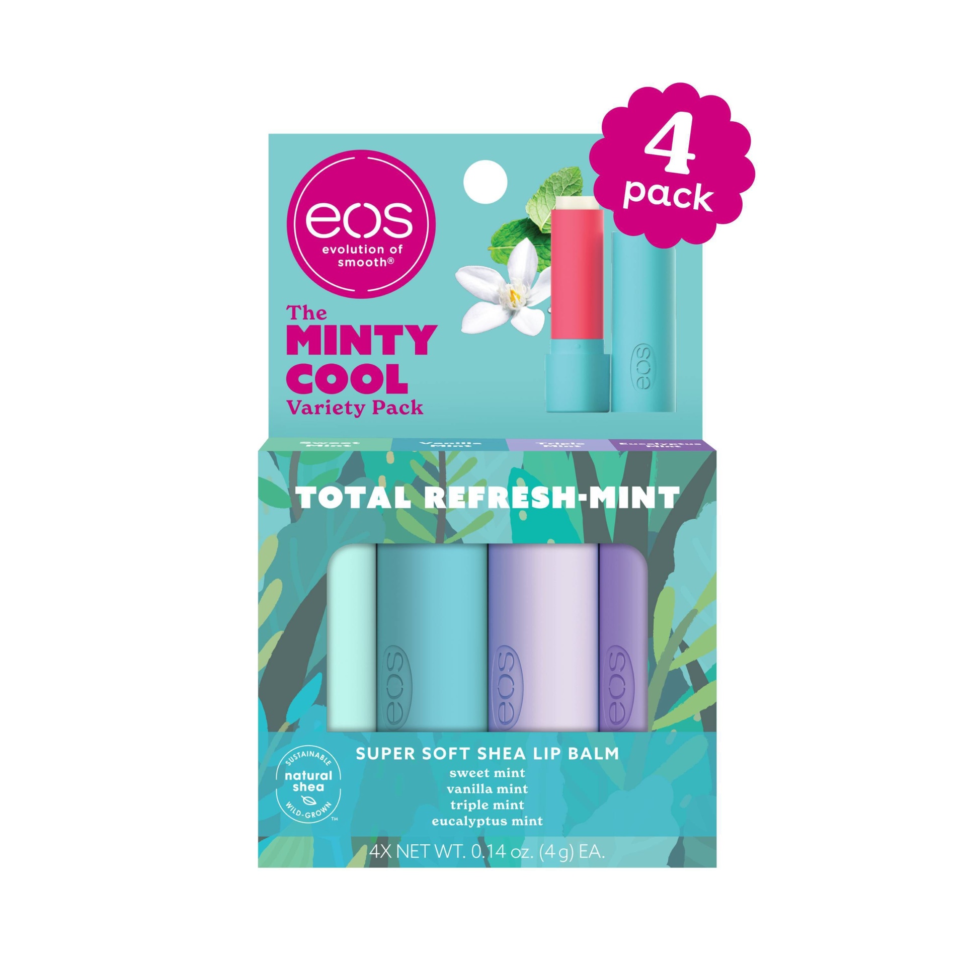 slide 1 of 5, eos Lip Balm Sticks - Minty Cool - 4pk, 4 ct