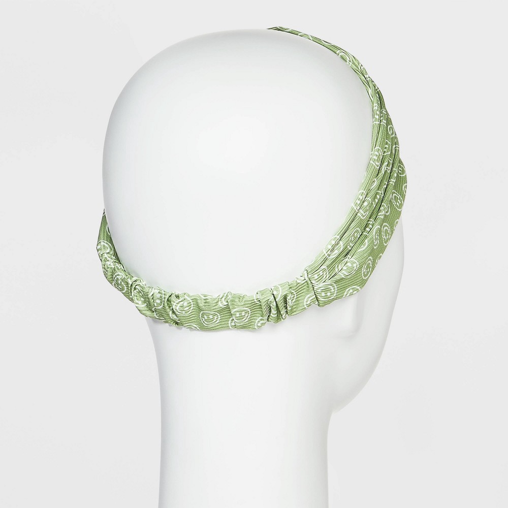 slide 2 of 2, Smiley Face Headwrap - Wild Fable Green, 1 ct