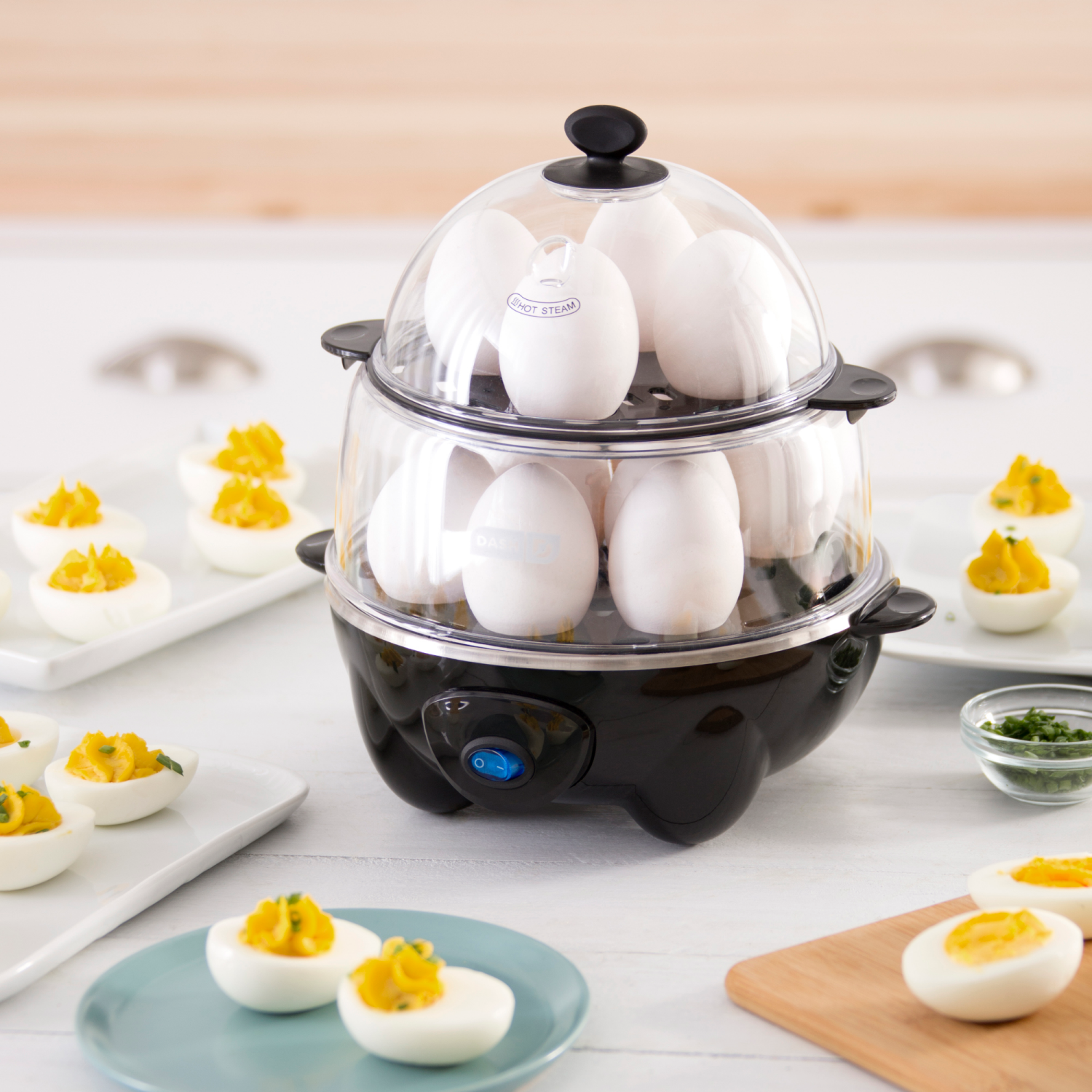 slide 3 of 3, Dash Deluxe Egg Cooker, Black, 1 ct