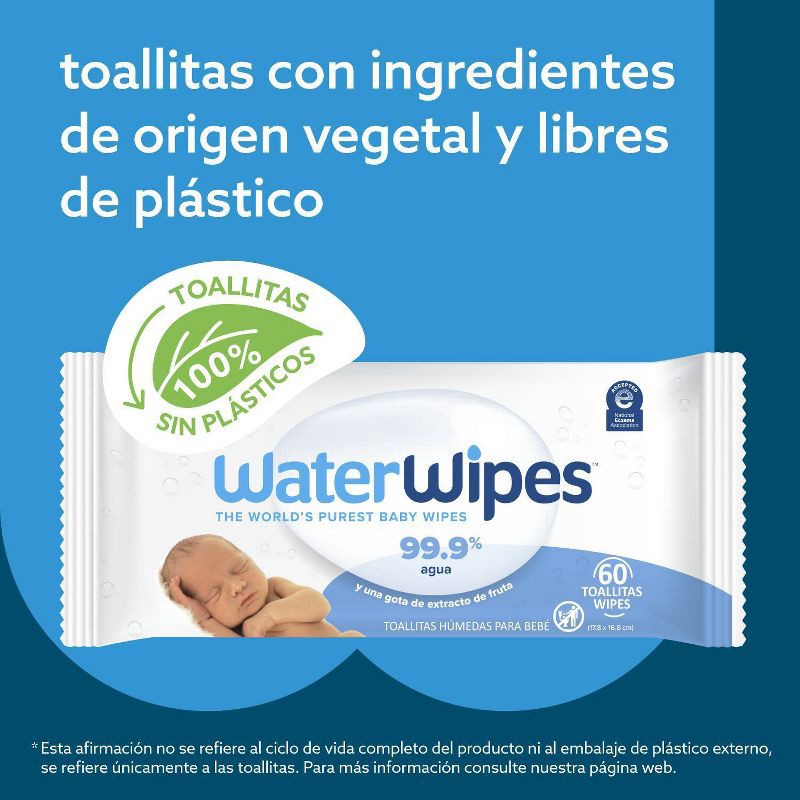 slide 3 of 10, WaterWipes Plastic-Free Original Unscented 99.9% Water Based Baby Wipes - 360ct, 360 ct