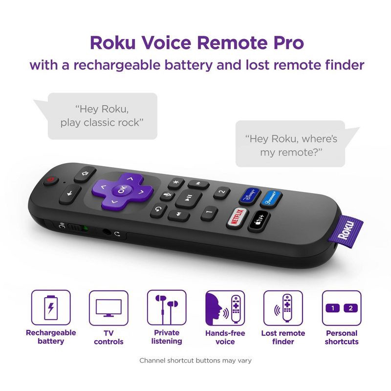 slide 9 of 10, Roku Ultra 4K/HDR/Dolby Vision Streaming Device and Roku Voice Remote Pro with Rechargeable Battery - 4802R, 1 ct