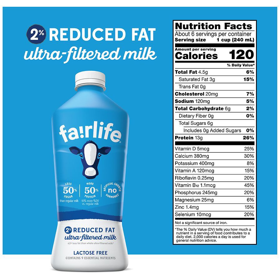 slide 3 of 5, fairlife 2% Reduced Fat Ultra-Filtered Milk, Lactose Free, 52 fl oz, 52 oz