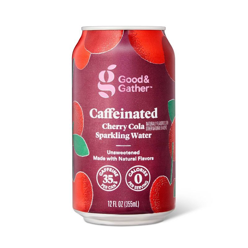 slide 2 of 4, Cherry Cola Caffeinated Sparkling Water - 8pk/12 fl oz Cans - Good & Gather™, 8 ct; 12 fl oz