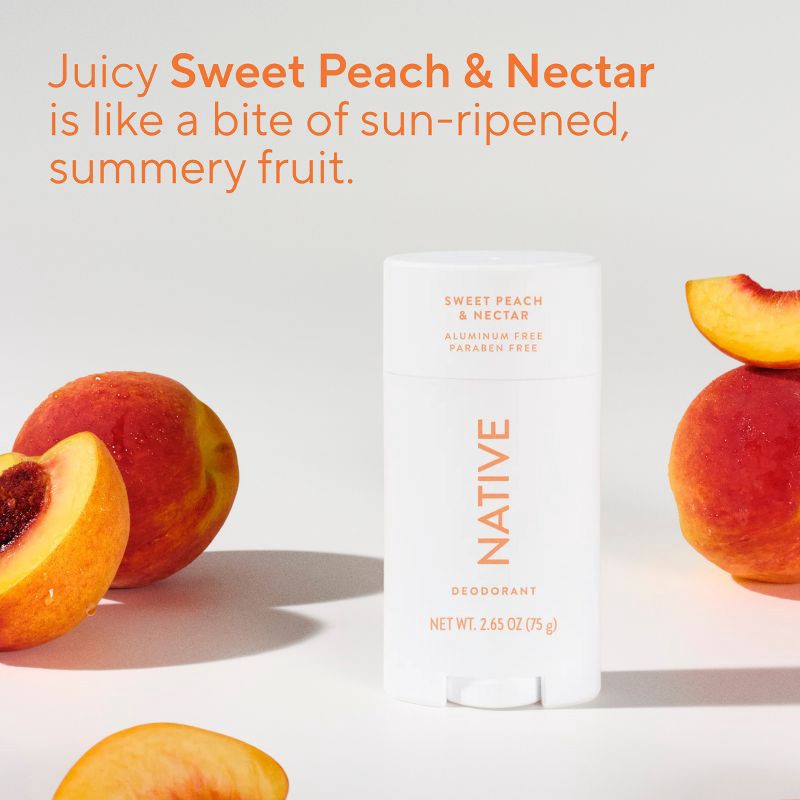 slide 4 of 10, Native Solid Deodorant for Women & Men - Sweet Peach & Nectar - Aluminum-Free 2.65oz, 2.65 oz