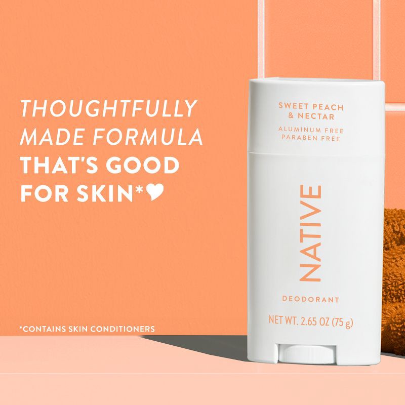 slide 5 of 10, Native Solid Deodorant for Women & Men - Sweet Peach & Nectar - Aluminum-Free 2.65oz, 2.65 oz