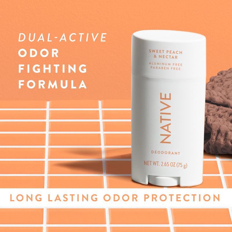 slide 7 of 10, Native Solid Deodorant for Women & Men - Sweet Peach & Nectar - Aluminum-Free 2.65oz, 2.65 oz