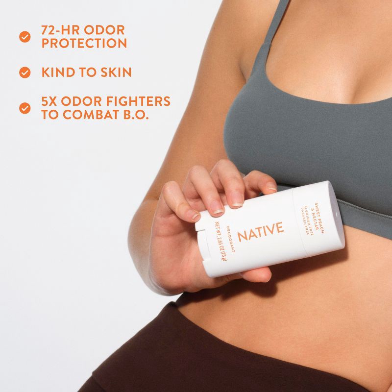 slide 7 of 10, Native Solid Deodorant for Women & Men - Sweet Peach & Nectar - Aluminum-Free 2.65oz, 2.65 oz
