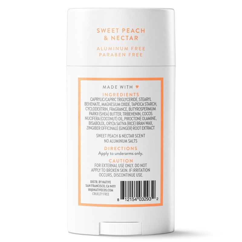 slide 10 of 10, Native Solid Deodorant for Women & Men - Sweet Peach & Nectar - Aluminum-Free 2.65oz, 2.65 oz