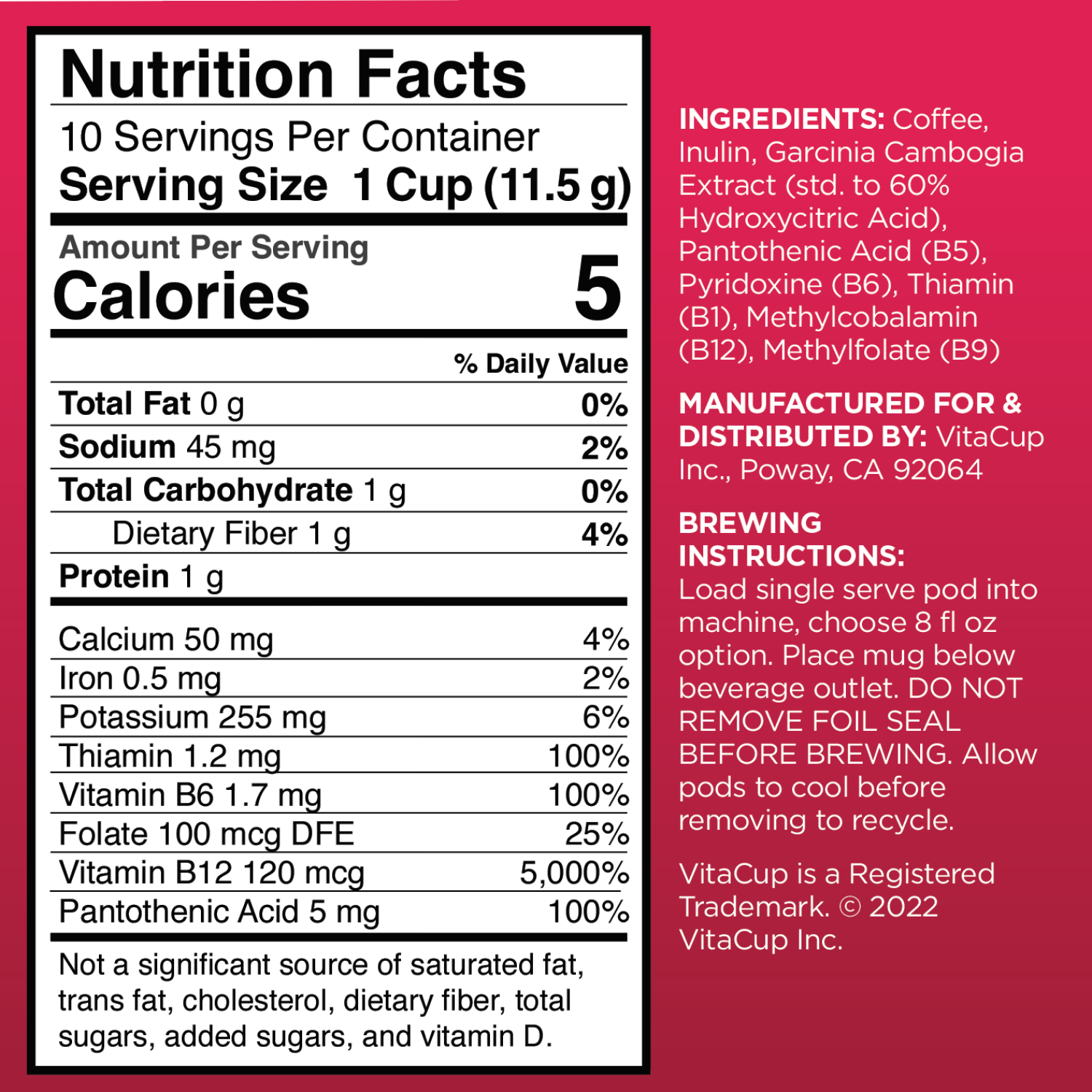 slide 2 of 2, Vitacup Slim Blend Infused Coffee Pods, Medium Roast - 10 ct, 10 ct