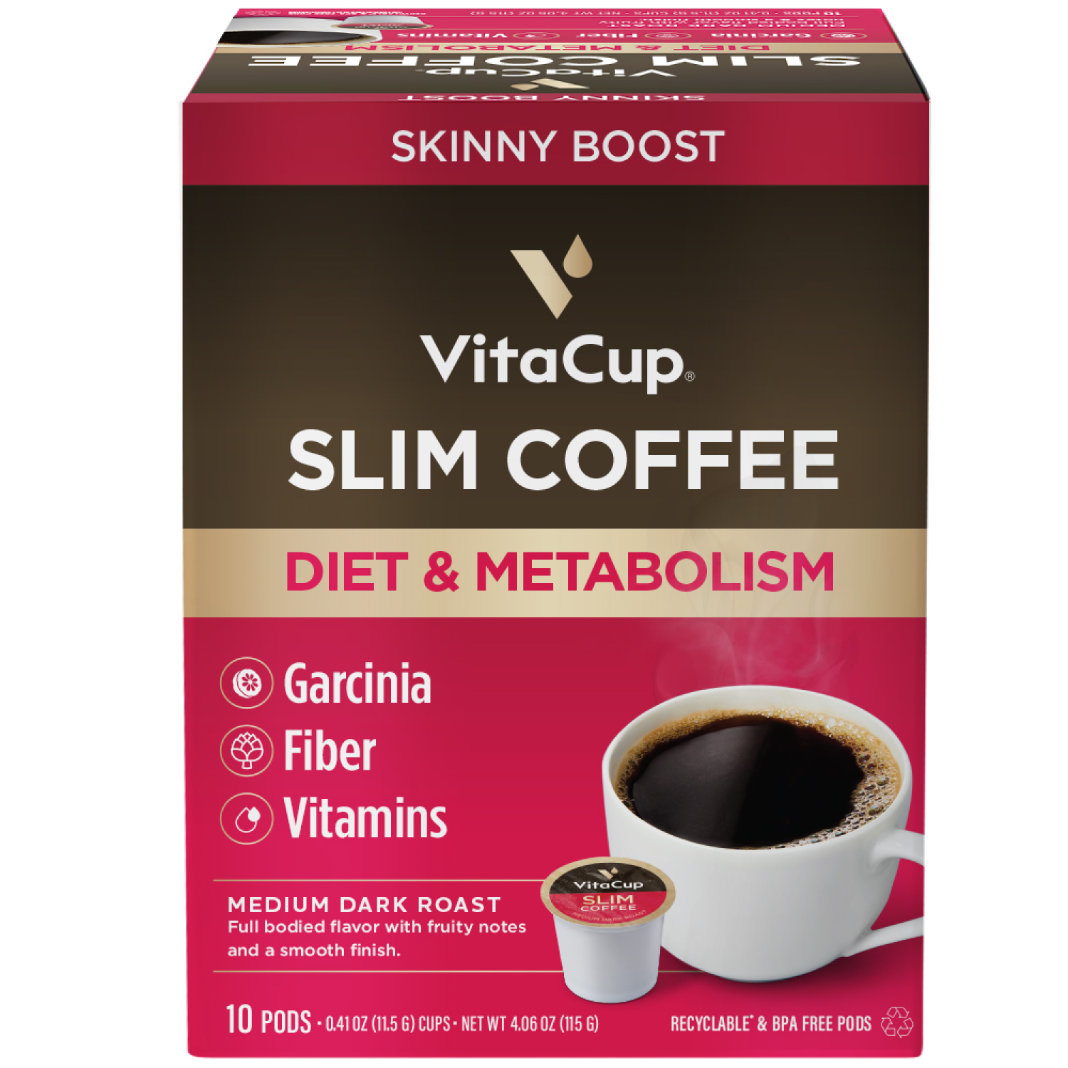 slide 1 of 2, Vitacup Slim Blend Infused Coffee Pods, Medium Roast - 10 ct, 10 ct