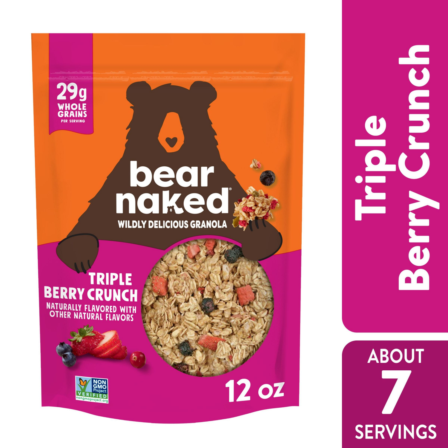 slide 1 of 8, Bear Naked Fit Granola Cereal Triple Berry Crunch, Good Source of Fiber, 12 oz, 12 oz