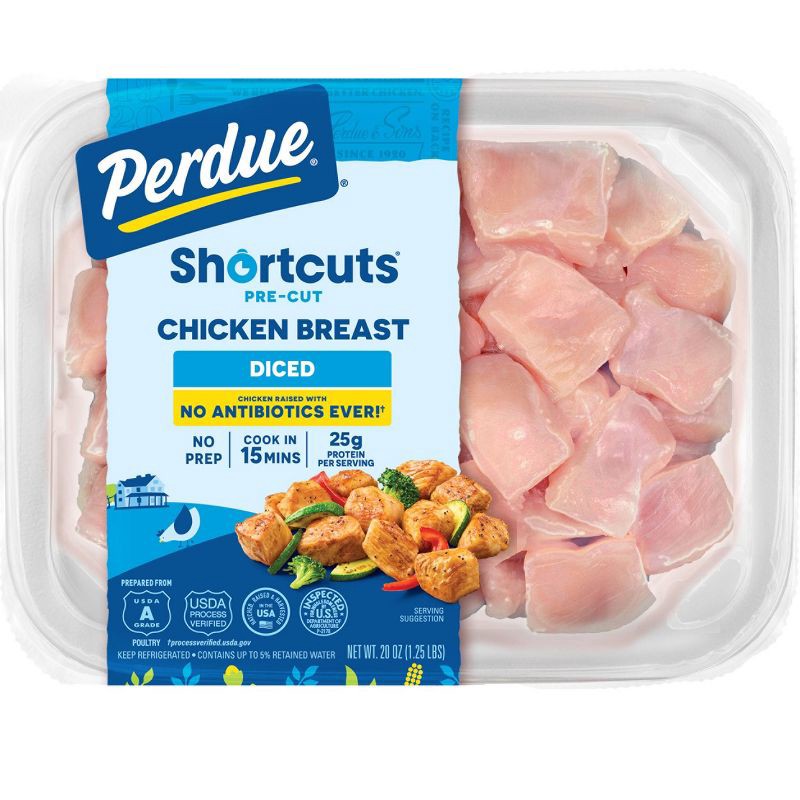 slide 1 of 4, Perdue Shortcuts Diced Chicken Breast - 1.25lbs, 1.25 lb