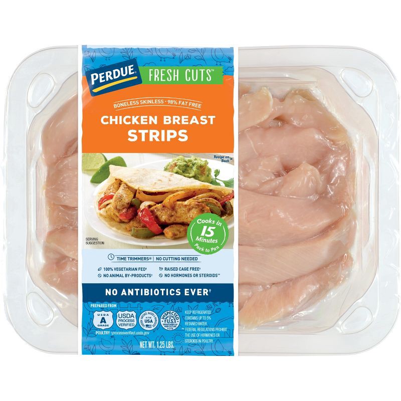 slide 1 of 4, Perdue Fresh Cuts Strips Chicken Breast - 1.25lb, 1.25 lb