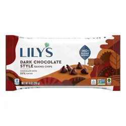 LILY'S Dark Chocolate Style Baking Chips, Gluten Free, Kosher, Free of Added Sugar, 9 oz, Bag