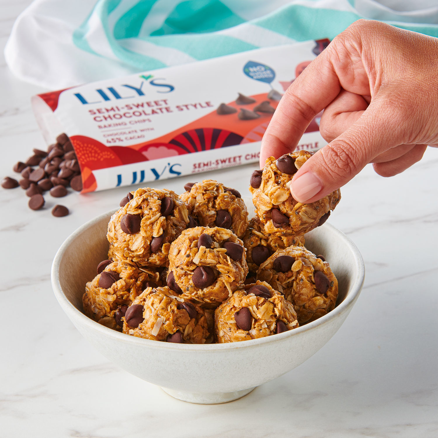 slide 4 of 7, LILY'S Semi-Sweet Chocolate Style No Sugar Added, Baking Chips Bag, 9 oz, 9 oz