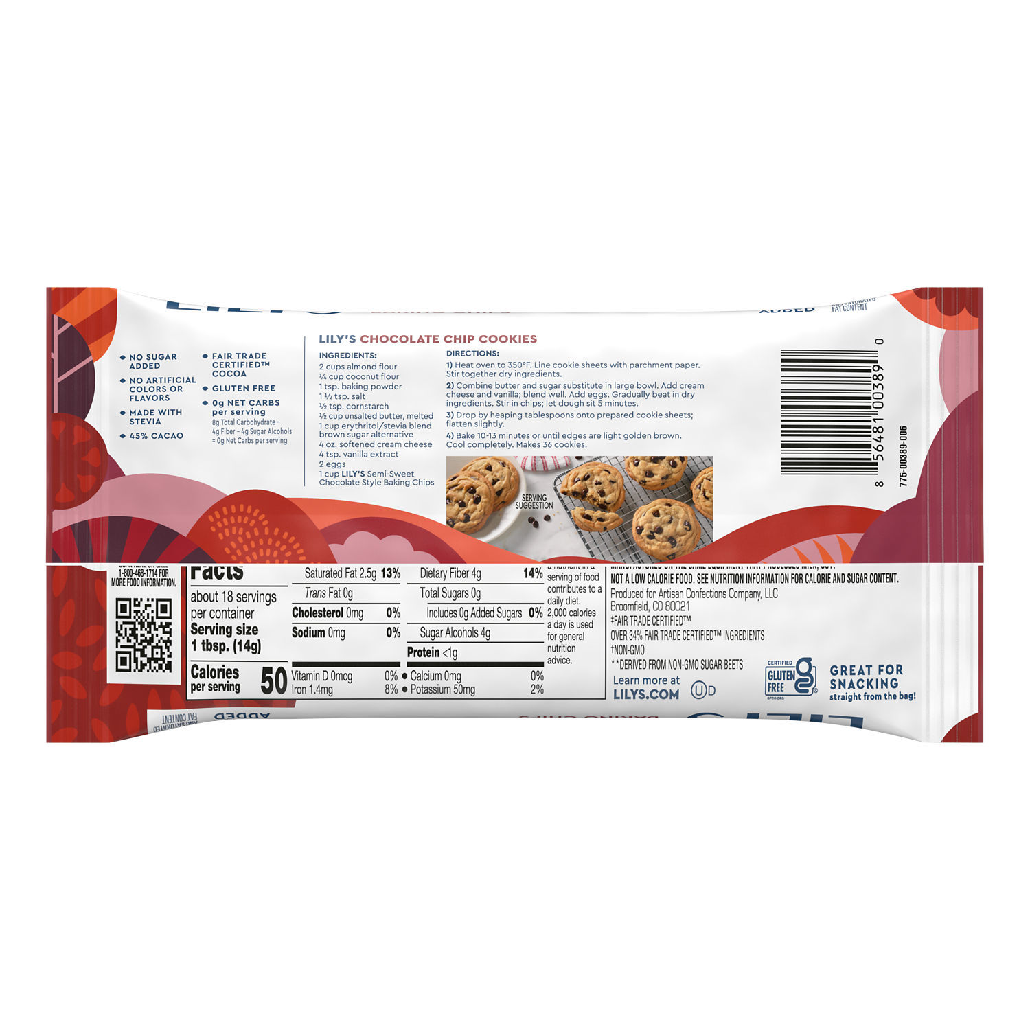 slide 5 of 7, LILY'S Semi-Sweet Chocolate Style No Sugar Added, Baking Chips Bag, 9 oz, 9 oz