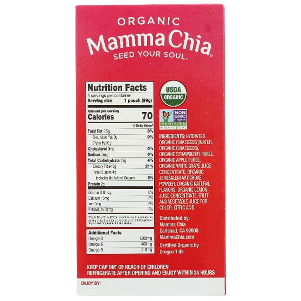 slide 2 of 2, Mamma Chia Organic Strawberry Lemonade Prebiotic Squeeze Snack 4 - 3.5 oz Each, 4 ct
